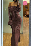 Off-Shoulder Sparkling Evening Dress