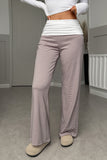 Striped Wide-Leg Wrap Waist Pants