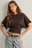 Ruched Waist Short Sleeve Top