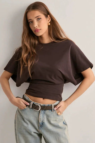 Ruched Waist Short Sleeve Top
