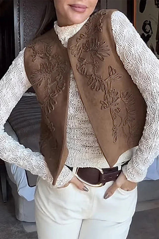 Patterned Open-Front Vest