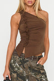 Asymmetric Ruffle One-Shoulder Top