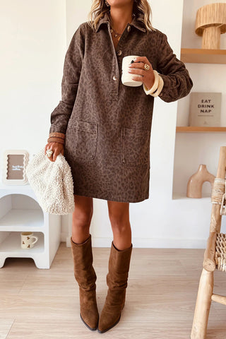Button-Down Denim Dress with Pockets