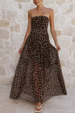 Strapless Polka Dot Maxi Dress