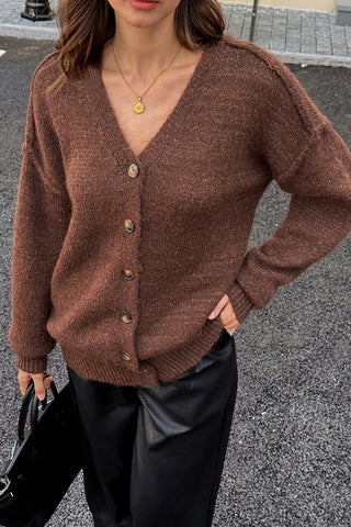 Buttoned V-Neck Cardigan Sweater