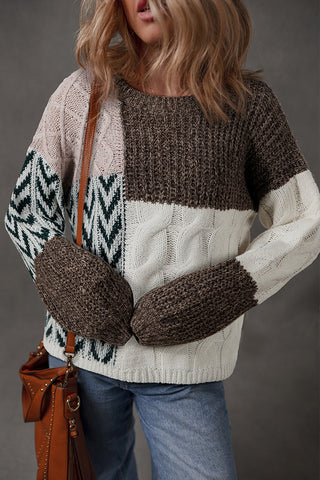 Colorblock Textured Knit Sweater