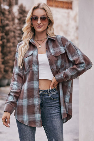 Plaid Button-Front Blouse