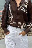 Floral Print Sheer Button-Up Blouse
