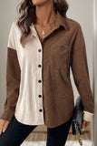 Button-Front Contrast Panel Shirt