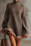 Ruffle Trim Sweater Dress