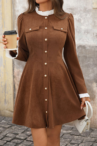 Vintage Button-Front Casual Dress