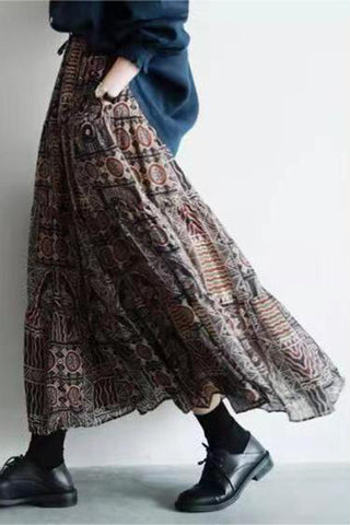 Boho Print Maxi Skirt