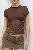 Studded Sheer Panel Camisole Top