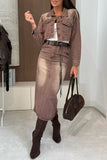 Chic Denim Skirt and Jacket Set