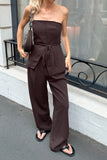 Strapless Tie-Waist Casual Set