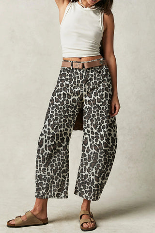 Leopard Print Straight Leg Jeans