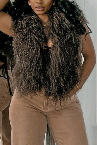 Hooded Faux Fur Vest