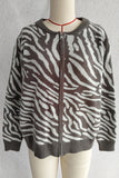Zebra Pattern Zip Cardigan