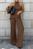 Elegant High Neck Pants Set