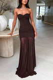 Strapless Twist-Front Maxi Dress