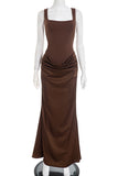 Elegant Evening Dress with Draped Waist