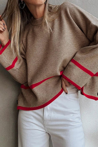 Button-Accent Knit Sweater