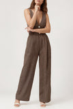 V-Neck Button-Front Jumpsuit