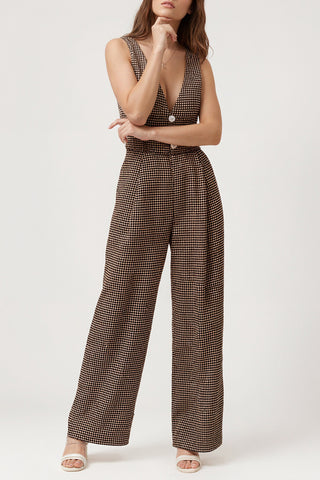 V-Neck Button-Front Jumpsuit