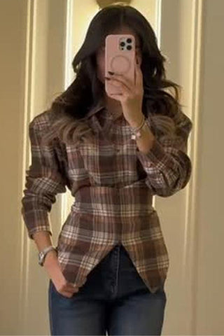 Plaid Tie-Waist Shirt