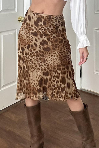 Elegant Animal Print Midi Skirt