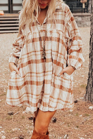 Plaid Side Pocket Mini Dress