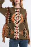 Geometric Fringe Sweater