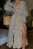 Long Sleeve Printed Casual Dress