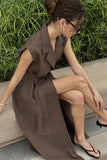 Collared Tie-Waist Casual Dress