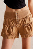 Button-Front Denim Shorts
