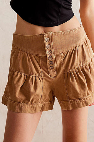 Button-Front Denim Shorts