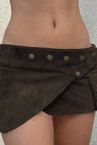 Asymmetric Button-Accented Mini Skirt
