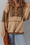 Snap-Front Patchwork Hoodie