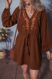 Long Sleeve Gathered Mini Dress