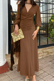 Ruched Long Sleeve Casual Dress