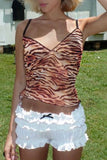 Lace-Trim Tiger Print Camisole
