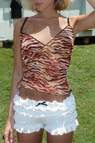 Lace-Trim Tiger Print Camisole