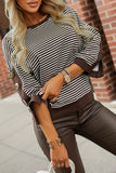 Striped Button-Detail Sweatshirt