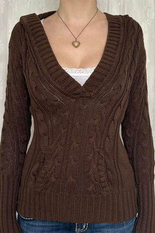 Cable Knit V-Neck Sweater