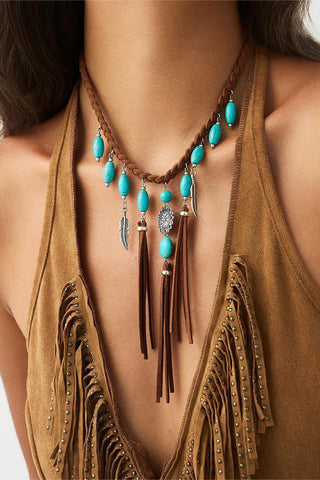 Boho Feather Pendant Necklace