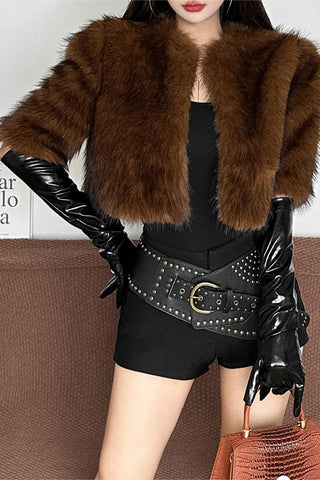 Chic Faux Fur Open-Front Jacket