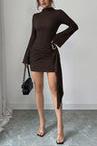 Draped Belted Evening Dress