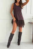 Sleeveless Lace Hem Casual Dress