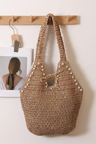 Woven Tote Bag with Decorative Details