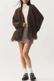 V-Neck Cardigan with Tulle Accents